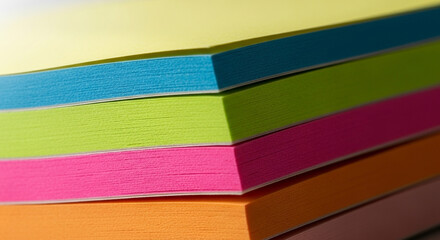 Vibrant stack of colorful paper perfect for creative projects, office organization, and eye-catching designs that will add a pop of color to any task