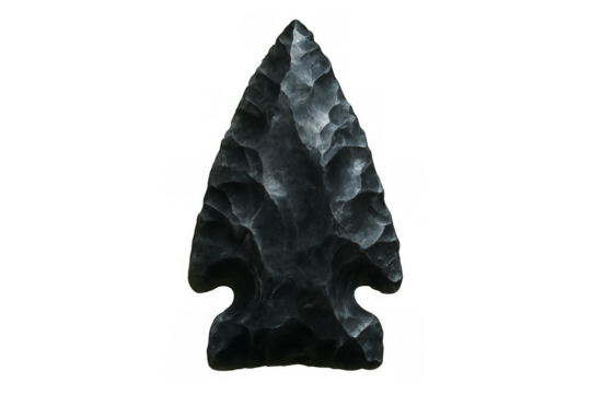 Obsidian spearhead ancient stone tool artifact transparent background