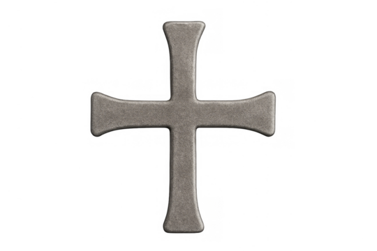 Stone cross religious symbol isolated on transparent background