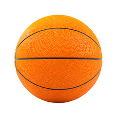 A textured orange basketball with black lines isolated on a transparent background isolated on transparent background