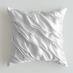 Obraz premium Transparent a luxurious white satin pillow with elegant ruffles and a soft texture perfect for interior design and home decor mockup