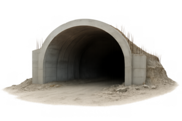 Concrete tunnel entrance for transportation infrastructure project