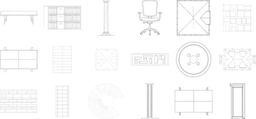 Assortment of architectural sketches and technical drawings