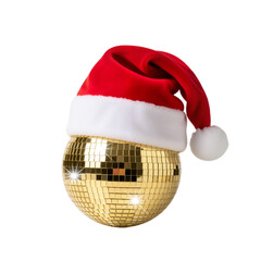 Disco Ball with Santa Hat – Festive, Glittering Fusion of Holiday Cheer and Party Glamour

