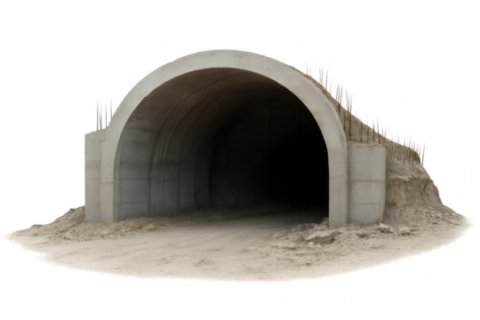 Concrete tunnel entrance for transportation infrastructure project
