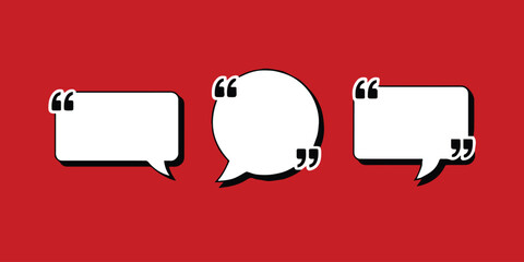 quote three empty speech bubbles quotation marks orange background vector