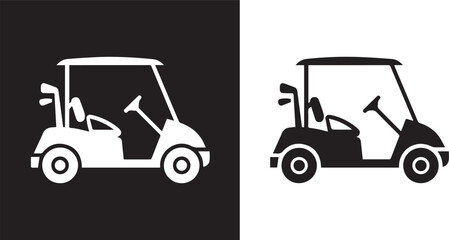 Fototapeta premium golf cart icon split black white vector silhouette for logo design