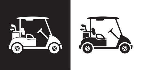 golf cart icon minimal vector split contrast logo and signage