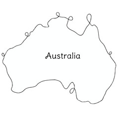 australia continuous line map. line art of australia map. single outline vector illustration 
