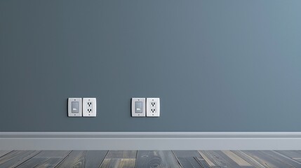 Interior wall with electrical outlets and light switches home decor and design modern minimal style grey paint