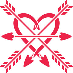 Intersecting Arrows Heart Icon for Love and Romance