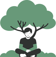 Man Meditating Under a Tree Icon