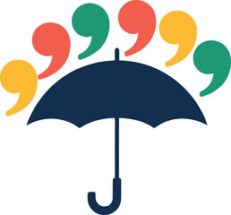 Umbrella with Colorful Quote Marks Icon