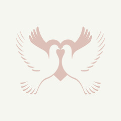 Naklejka premium Two Doves Forming a Heart - Symbol of Love and Peace