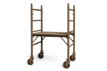 Wooden movable scaffolding with platform and ladders
