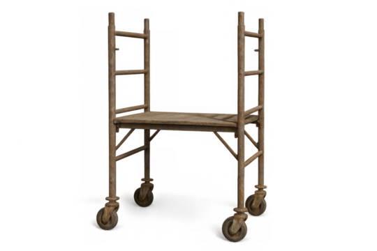 Wooden movable scaffolding with platform and ladders