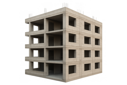 Building concrete frame construction site under progress