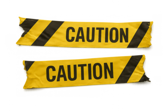 Caution tape banner indicating danger and restriction