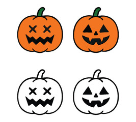 Halloween Pumpkin Face Icon Set
