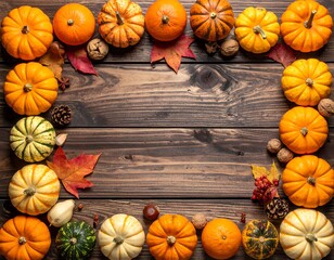 Autumn Harvest - A Colorful Display of Pumpkins and Gourds.
