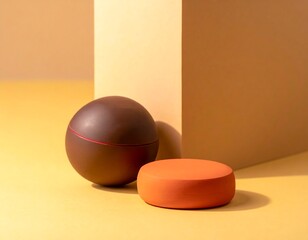 Minimalist Still Life with Geometric Shapes and Warm Tones.