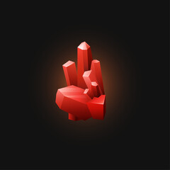 Vibrant Red Crystal Formation A Stunning Digital Illustration for Mineral and Gemstone Concepts