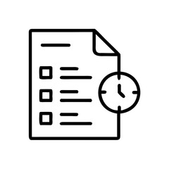 Checklist document with clock icon representing time management  