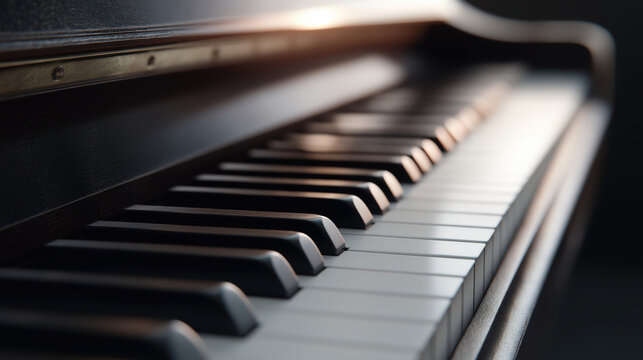 Close-Up View of Piano Keys Highlighting Musical Harmony and Elegance