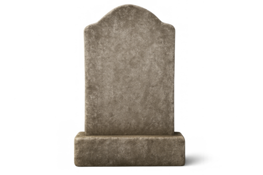 Tombstone gravestone monument representing death and memorial on transparent background