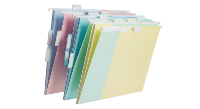 Colorful hanging file folders organized for efficient office document management and storage