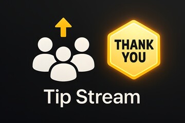Glow-up Thank You Badge Icon and Audience Group for Live Streaming Tips, Donations, and Digital Content Creator Monetization Interface Design Element
