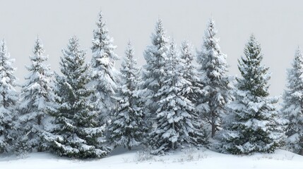 Fototapeta premium snowy fir trees realistically rendered in 3d standing against transparent background