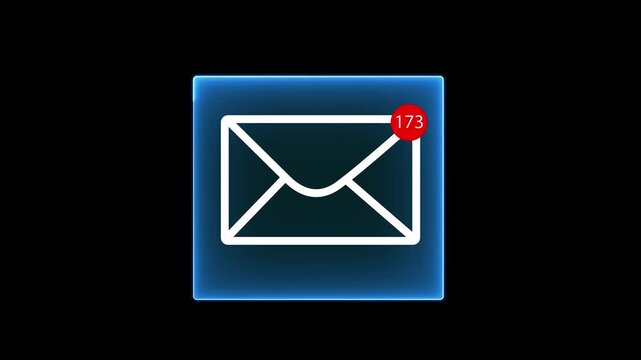 Digital marketer using email marketing tools. Neon mail box in notification concept animation. Sending newsletters and analyzing campaign performance to engage subscribers and grow business through 