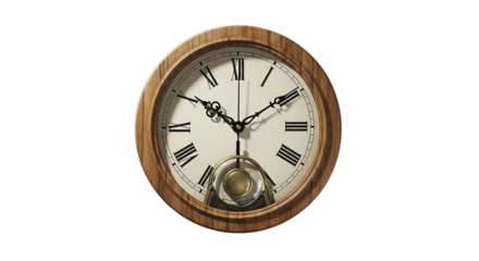 Antique Wooden Pocket Watch with Roman Numerals Showing Passing Time