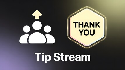 Glow-up Thank You Badge Icon and Audience Group for Live Streaming Tips, Donations, and Digital Content Creator Monetization Interface Design Element