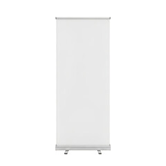Blank white retractable banner stand display for advertising and promotions isolated on transparent background