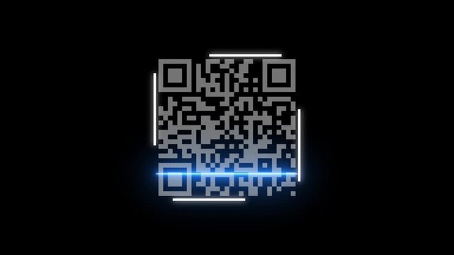 QR code scanning icon animation, QR code being a scanning concept on background. laser scanning icon with line animation....