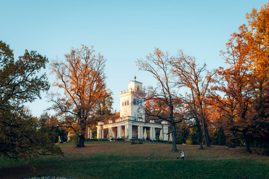Park Maksimir and Vidikovac building in autumn. Zagreb, Croatia