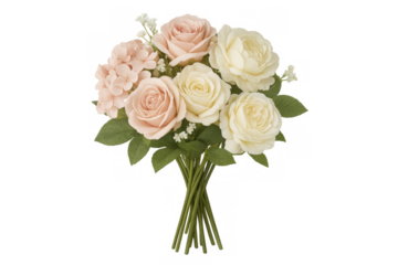 Pastel rose and hydrangea bouquet transparent background