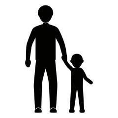 Diverse family walking together in silhouette representing unity love and togetherness in a simple graphic design