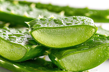 Fresh aloe vera plant leaves