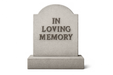 Gravestone with in loving memory text recognizing death