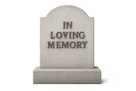 Gravestone with in loving memory text recognizing death
