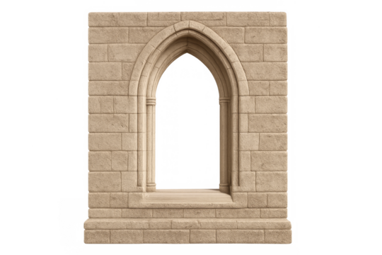 Gothic pointed arch stone window frame cutout - Powered by Adobe