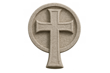 Celtic cross stone religious symbol on transparent background