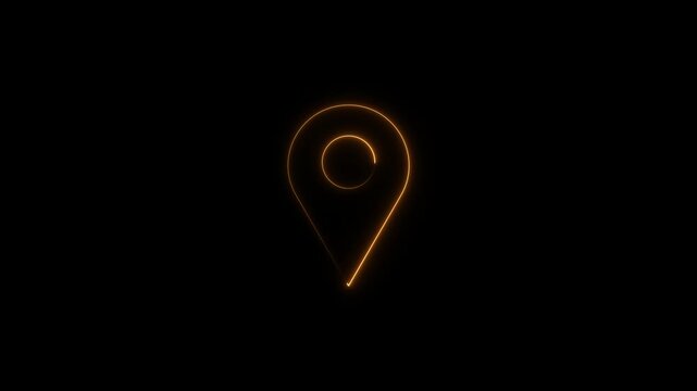 location glowing neon icon, Glowing neon location icon animation, location map icon animation, 4k video animation