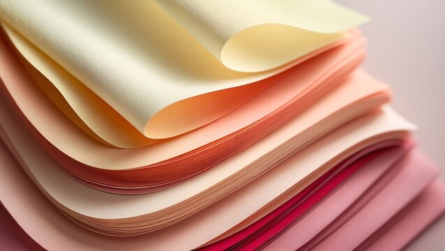 Softly folded fabric swatches in a gradient of warm pastel colors