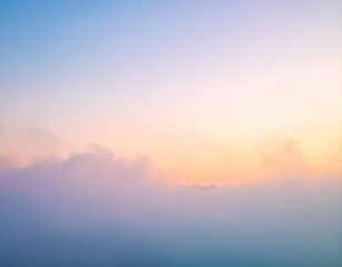 Breathtaking view of a pastel-colored sky above a sea of soft clouds, capturing a serene and dreamy sunrise or sunset