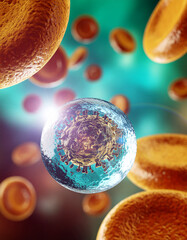 Scientific 3D Rendering of Mpox Virus (Monkeypox) Replication Process: Detailed Electron Micrograph Simulation of Viral Assembly, Core Structure, and Health Threat