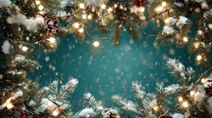 christmas carols concert announcement frame with holiday festive lights snow tree